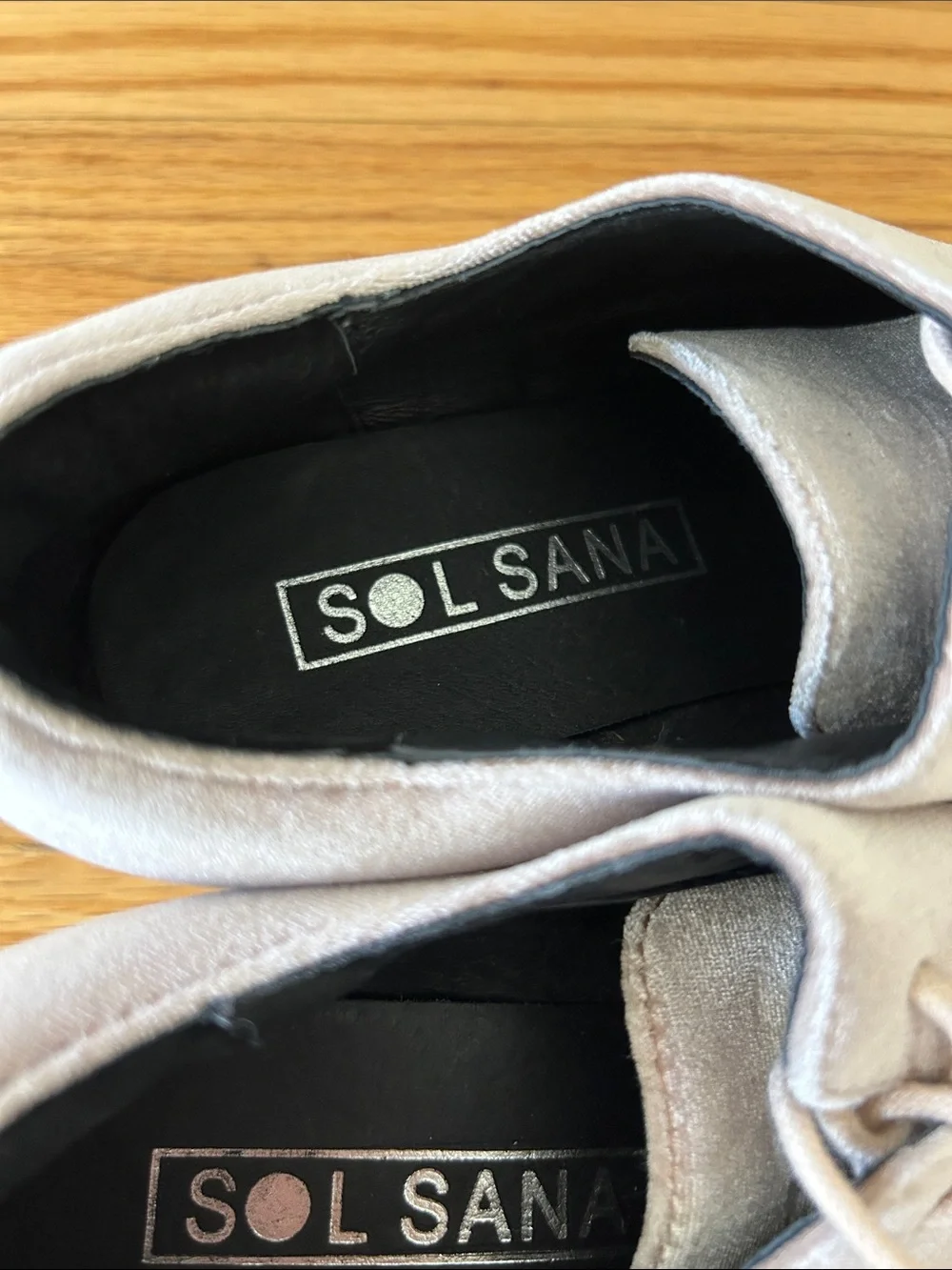 Sol Sana Women's Velvet Platform Lace-Up Shoes in Light Pink
